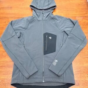 Mountain Hardwear Men's Keele Gray Softshell Hooded Full Zip Jacket Size S